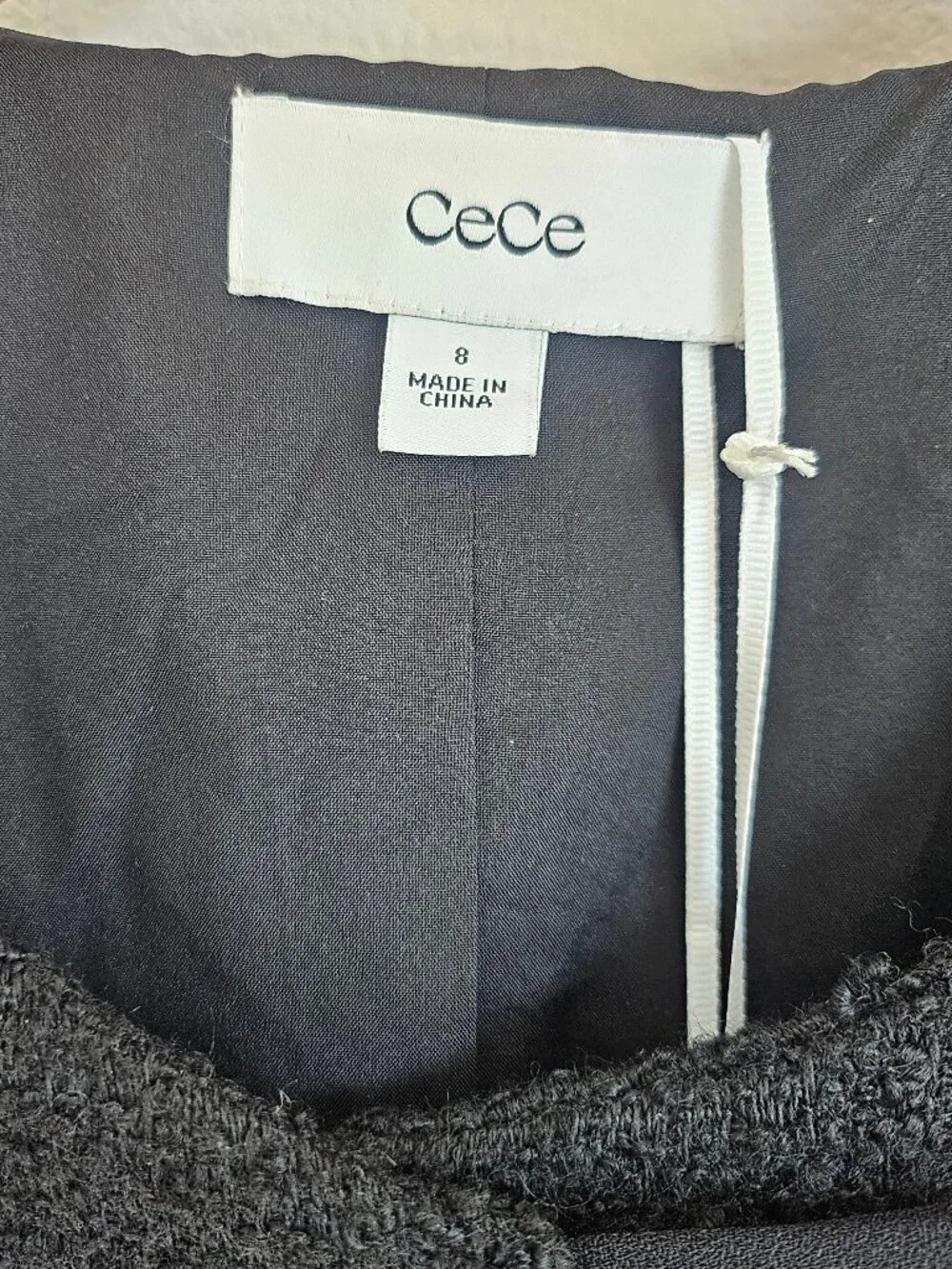 CeCe NWT Black Tweed Ruffle Trim Cropped Jacket Size 8 - Picture 13 of 16